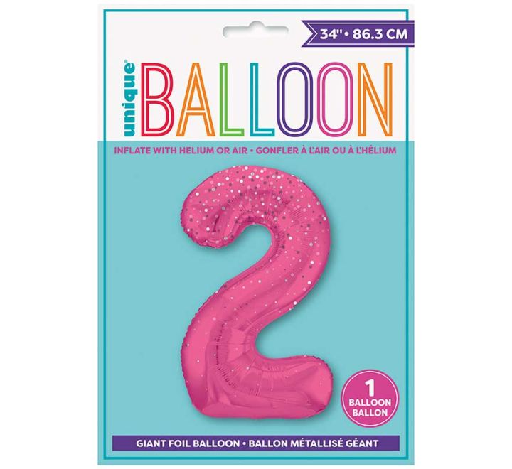 Pink Spots Number 2 Giant Foil Balloon 34" (Optional Helium Inflation)