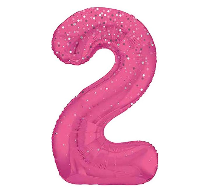 Pink Spots Number 2 Giant Foil Balloon 34" (Optional Helium Inflation)