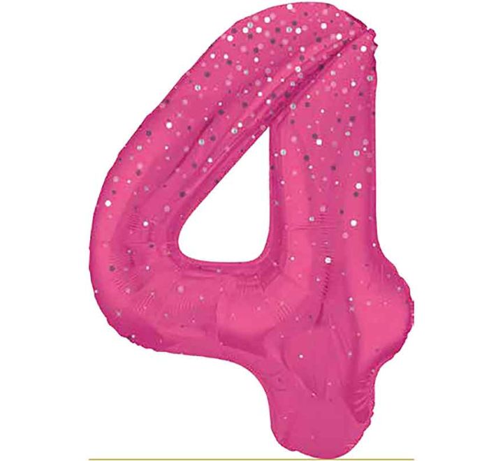 Pink Spots Number 4 Giant Foil Helium Balloon 34" (Optional Helium Inflation)