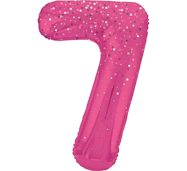 Pink Spots Number 7 Giant Foil Helium Balloon 34" (Optional Helium Inflation)