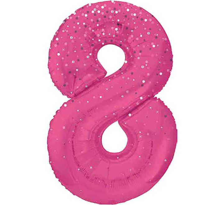 Pink Spots Number 8 Giant Foil Helium Balloon 34" (Optional Helium Inflation)