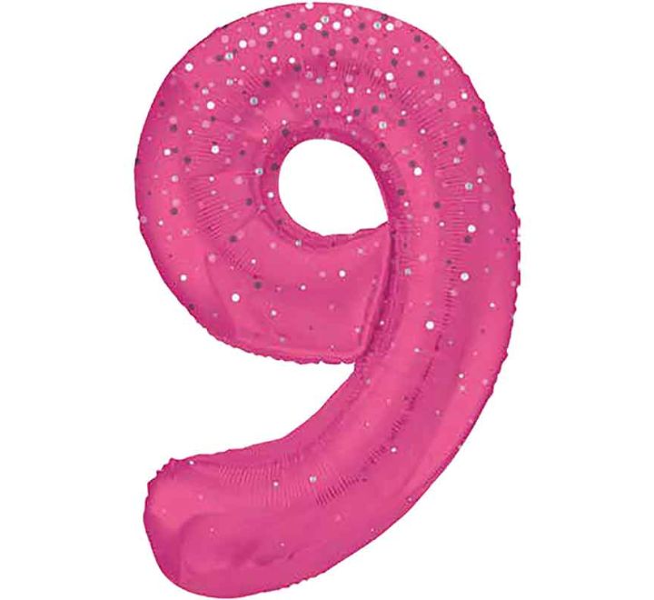 Pink Spots Number 9 Giant Foil Helium Balloon 34" (Optional Helium Inflation)