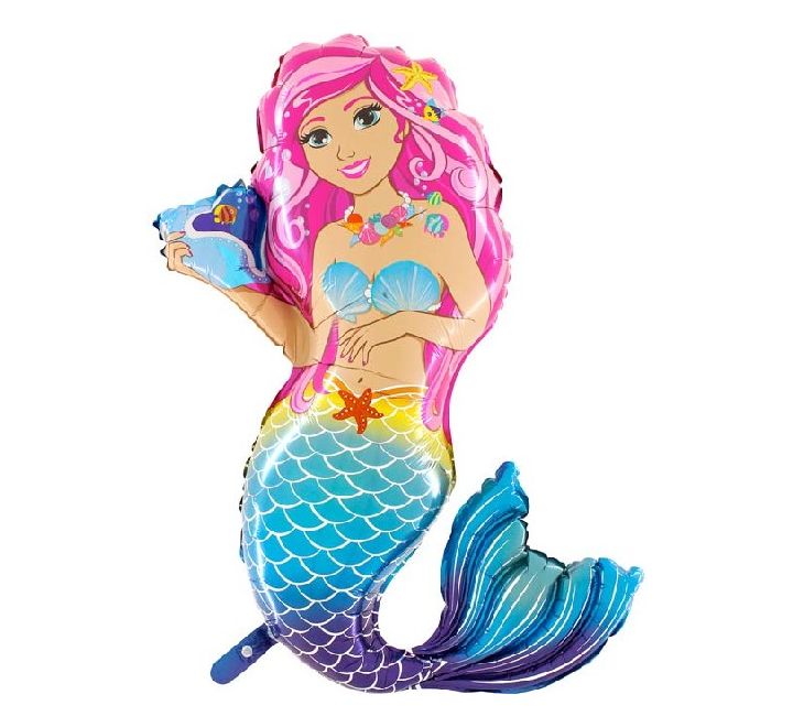 Mermaid SuperShape Foil Balloon 47" (Optional Helium Inflation)