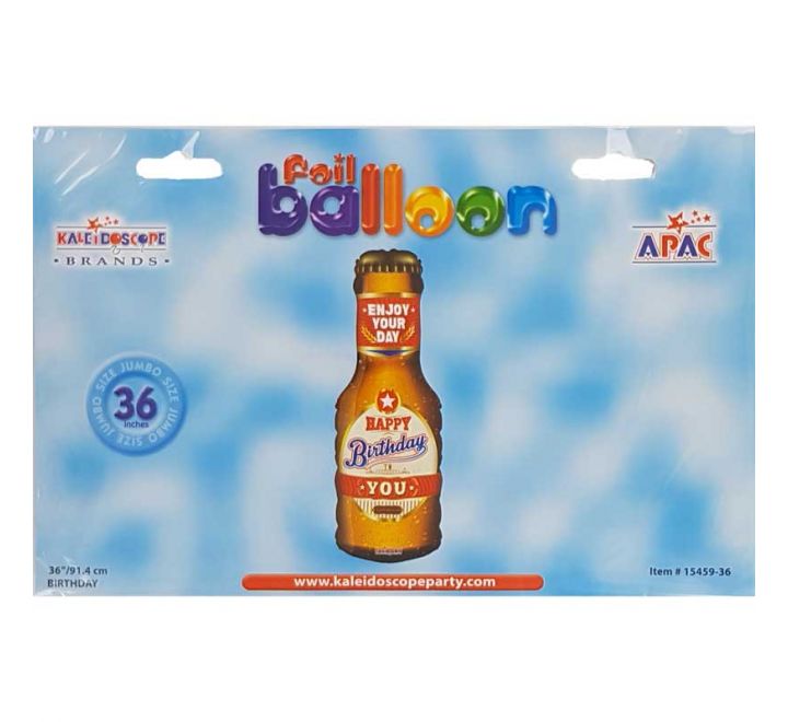 Happy Birthday Bottle of Beer SuperShape Foil Balloon 36" (Optional Helium Inflation)