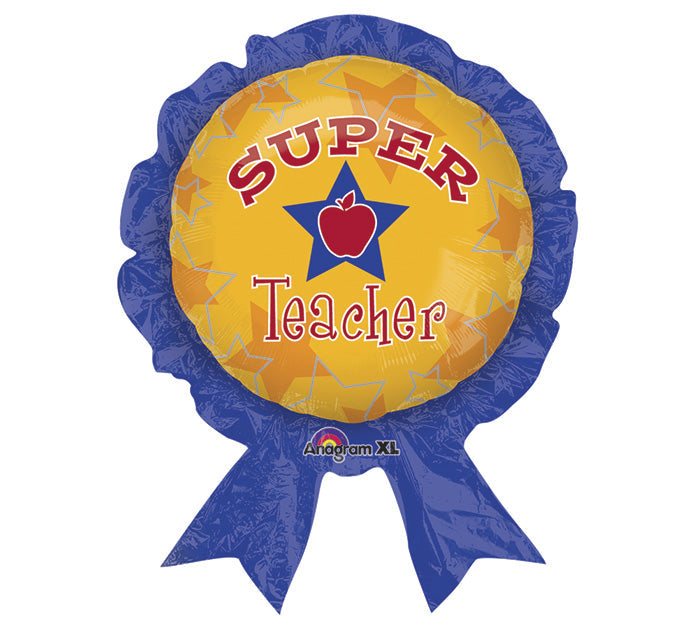 Super Teacher Award 30" SuperShape Helium Balloon (Optional Helium Inflation)