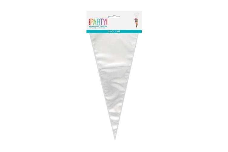 Cone Shape Bags 25 Pack - Triangle Sweet Party Gift Bags - Clear