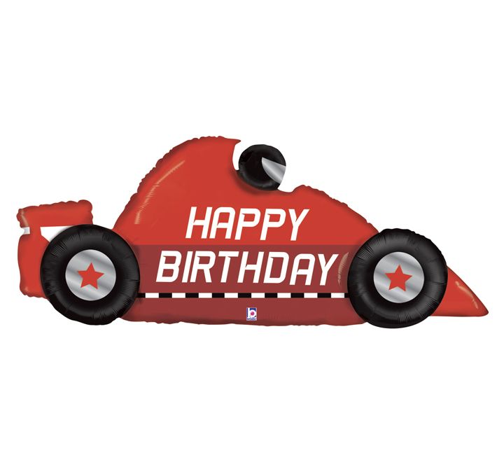 Racing Car Birthday Large Foil Balloons 43" (Optional Helium Inflation)