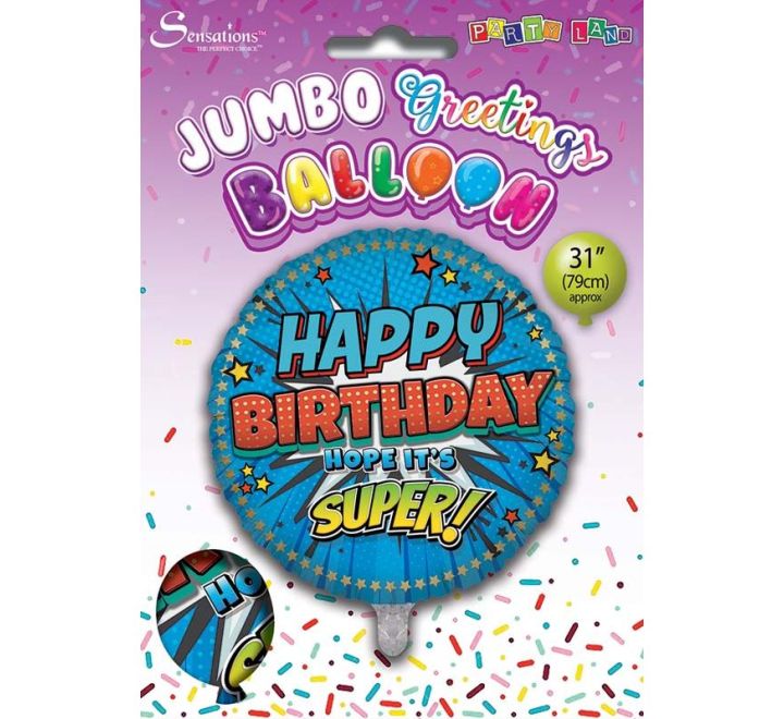 Happy Birthday Super Style Extra Large Helium Balloon - 31" (Optional Helium Inflation)