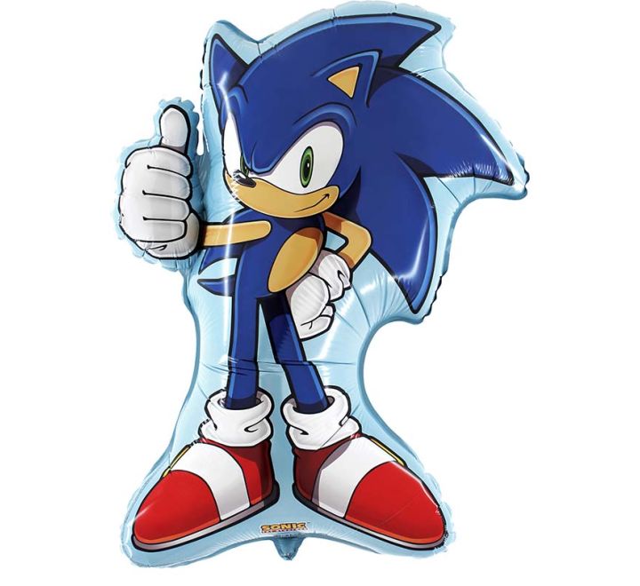 Sonic The Hedgehog SuperShape Helium Filled Foil Balloon - 33" (Optional Helium Inflation)