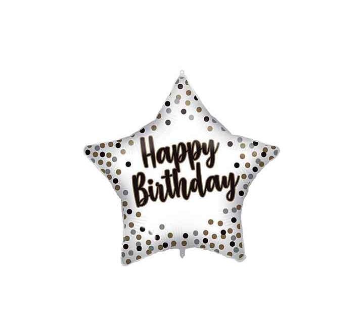 Star Happy Birthday Foil Balloon (Optional Helium Inflation)