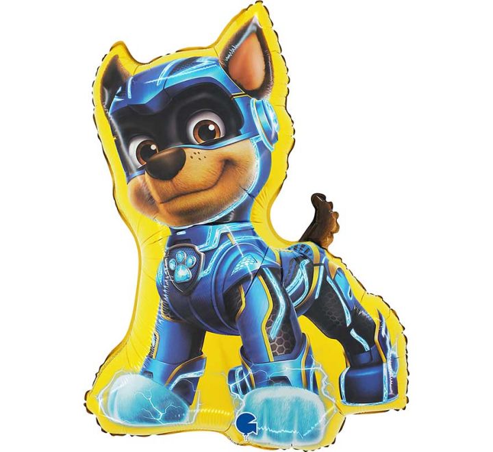 Paw Patrol Chase Mighty Pups Yellow Helium Filled Foil Balloon - (Optional Helium Inflation)