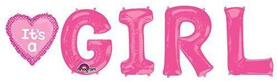 Its A Girl Foil Balloon Banner Bouquet (Optional Helium Inflation)