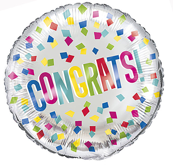 Congratulations Colourful Foil Balloon (Optional Helium Inflation)