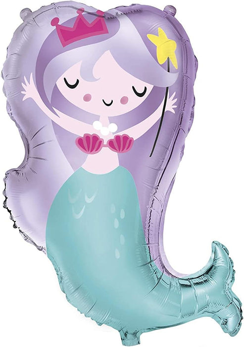 Stunning Mermaid Jumbo Foil Balloon 29" (Optional Helium Inflation)