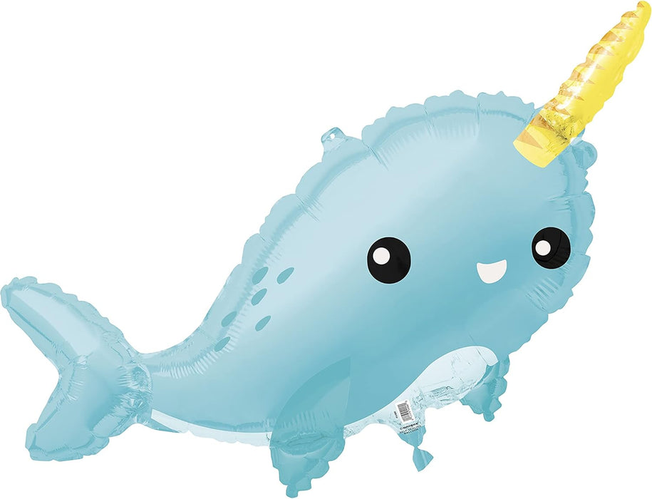 Narwhal Jumbo Foil Balloon 37" (Optional Helium Inflation)