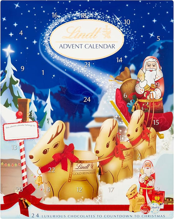 Lindt Santa and Reindeer Milk Chocolate Advent Calendar 160g