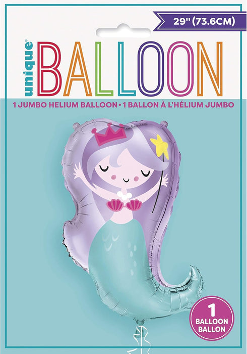 Stunning Mermaid Jumbo Foil Balloon 29" (Optional Helium Inflation)