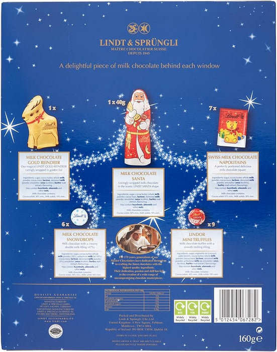 Lindt Santa and Reindeer Milk Chocolate Advent Calendar 160g