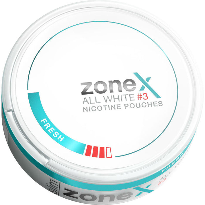 zoneX Fresh All White #3 Nicotine Pouches 17.3g - 24 Pouches