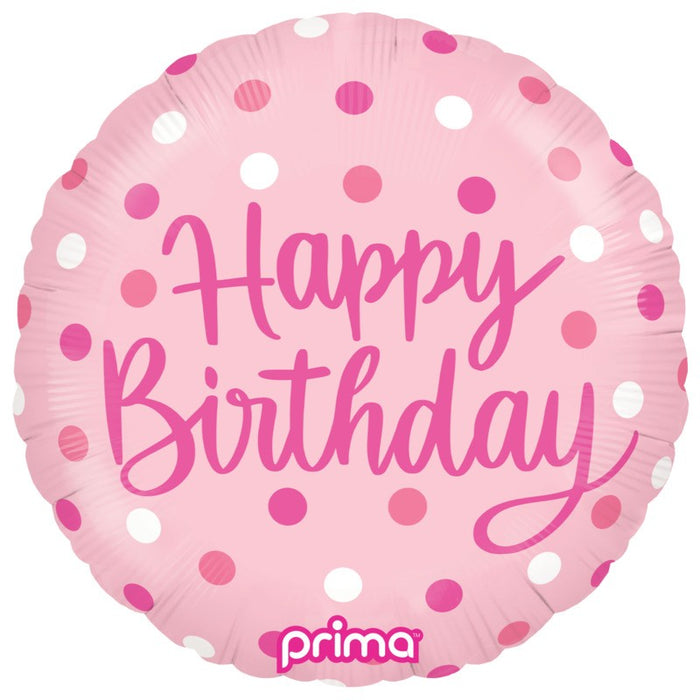 Happy Birthday Pink Foil Balloon (Optional Helium Inflation)