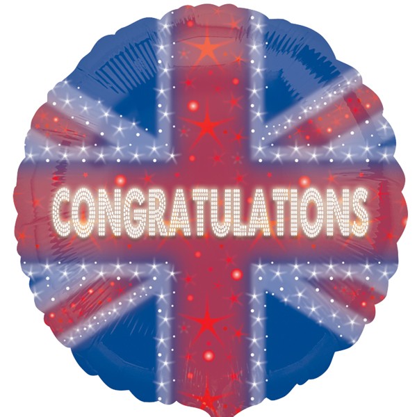 Congratulations Union Jack Foil Balloon (Optional Helium Inflation)