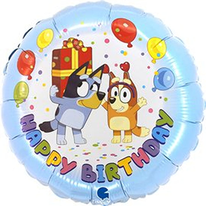 Bingo And Bluey Happy Birthday Foil Balloon (Optional Helium Inflation)