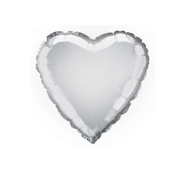 White Heart Shape Foil Balloon (Optional Helium Inflation)