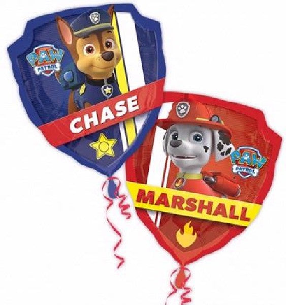 Paw Patrol Chase And Marshall SuperShape Helium Filled Foil Balloon -  (Optional Helium Inflation)