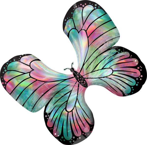 Iridescent Teal & Pink Butterfly 30″ Foil Balloon (Optional Helium Inflation)