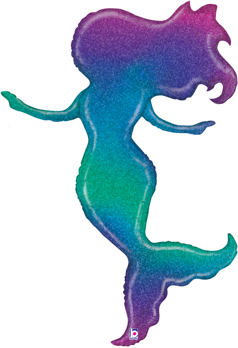 Glitter Mermaid SuperShape Foil Balloon 52" (Optional Helium Inflation)