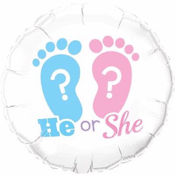 He or She Baby Foot Prints Foil Balloon(Optional Helium Inflation)