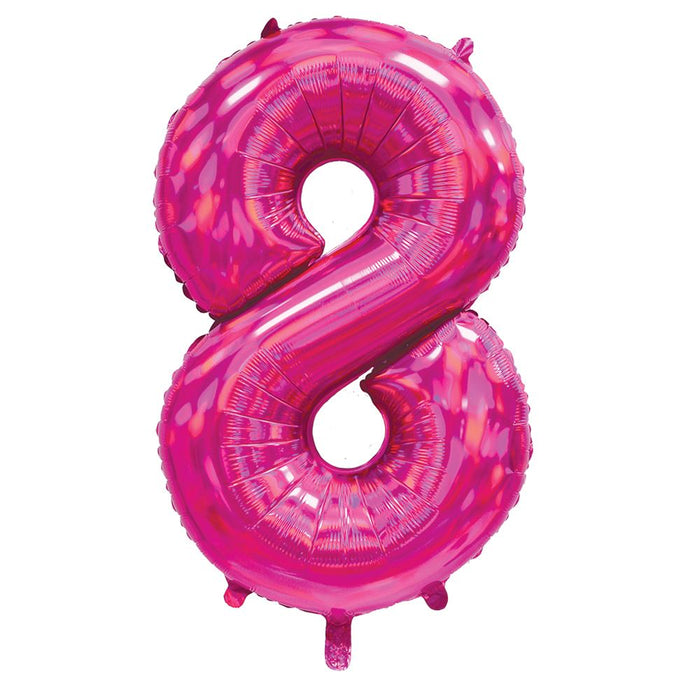 Pink Iridescent Number 8 Giant Foil Balloon 30" (Optional Helium Inflation)