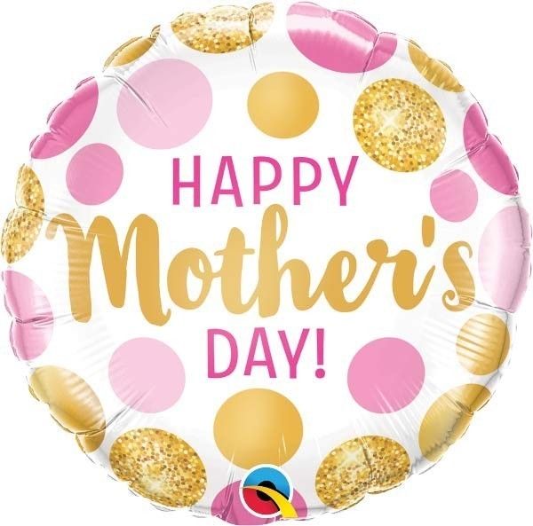 Happy Mothers Day Pink And Gold Foil Balloon (Optional Helium Inflation)