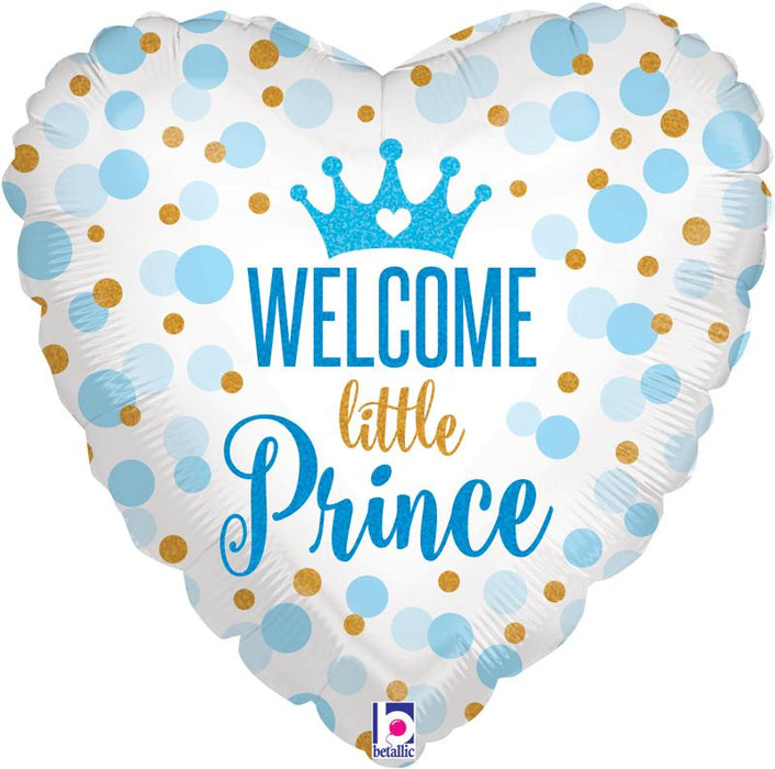 Glitter Baby Prince (boy) Holographic Foil Balloon (Optional Helium Inflation)