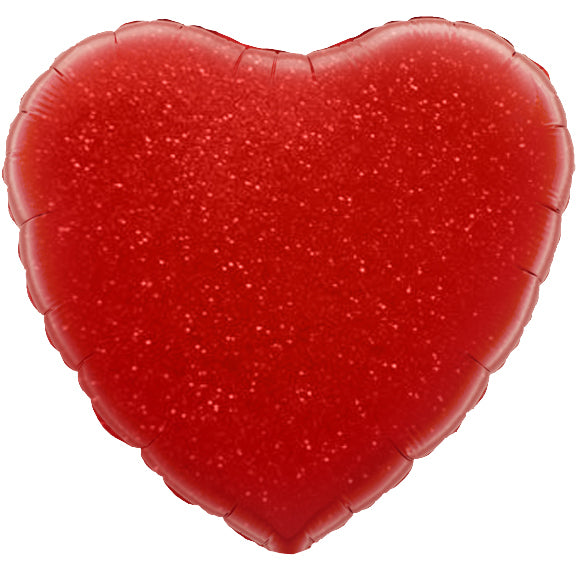 Red Holographic Heart Shaped Foil Balloon (Optional Helium Inflation)