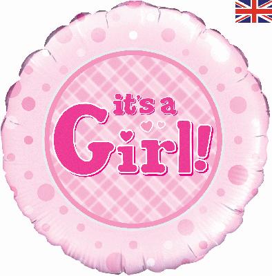 It's A Girl Foil Balloon Baby Birth Pink (Optional Helium Inflation)