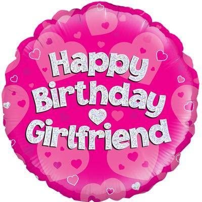 Happy Birthday Girlfriend Foil Balloon (Optional Helium Inflation)