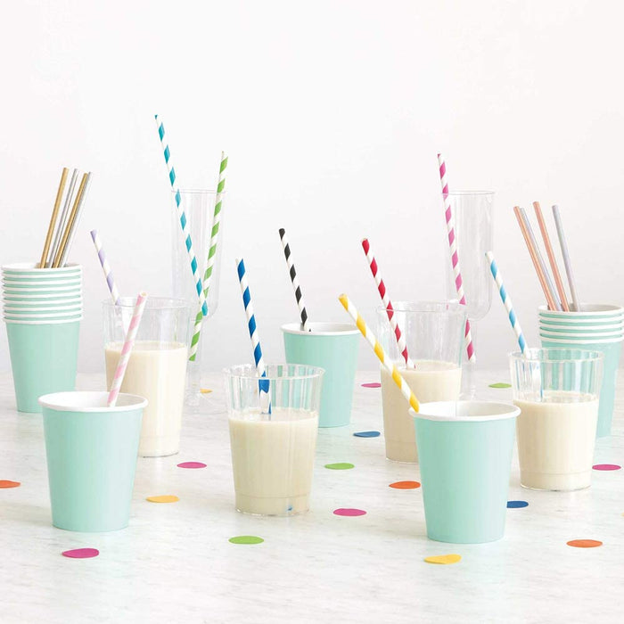 Striped Paper Smoothie Straws - 40 Per Pack