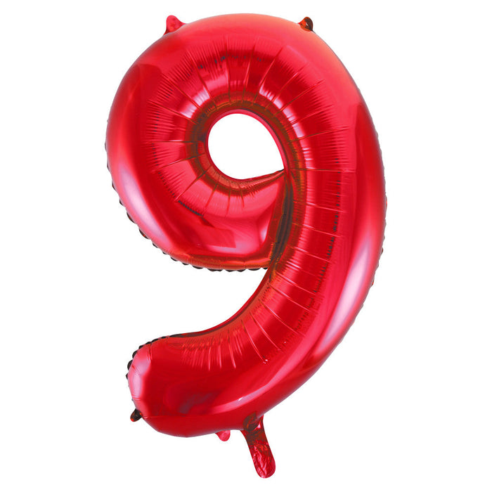 Red Number 9 Giant Foil Helium Balloon 34" (Optional Helium Inflation)