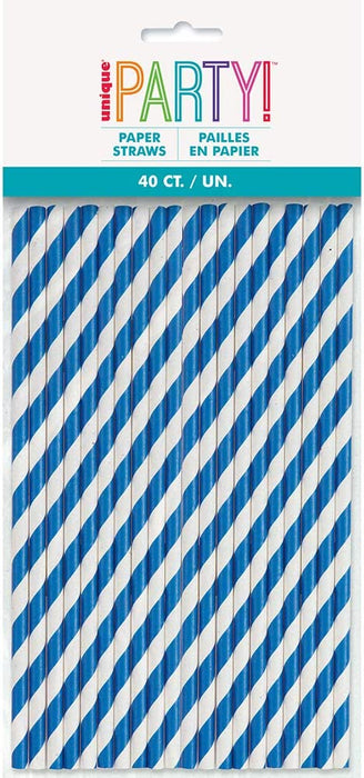 Striped Paper Smoothie Straws - 40 Per Pack