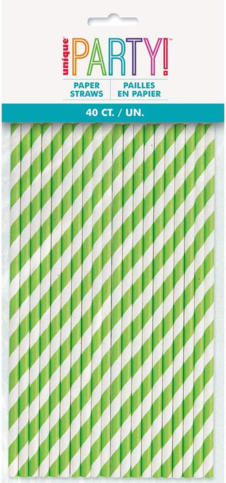 Striped Paper Smoothie Straws - 40 Per Pack