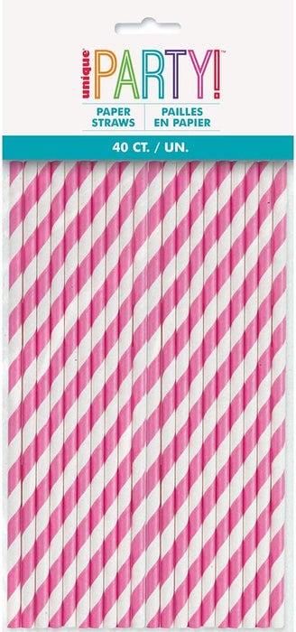 Striped Paper Smoothie Straws - 40 Per Pack