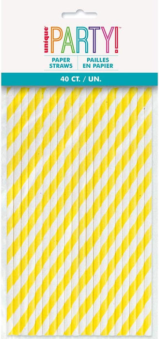 Striped Paper Smoothie Straws - 40 Per Pack