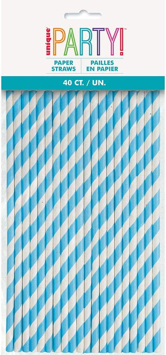 Striped Paper Smoothie Straws - 40 Per Pack