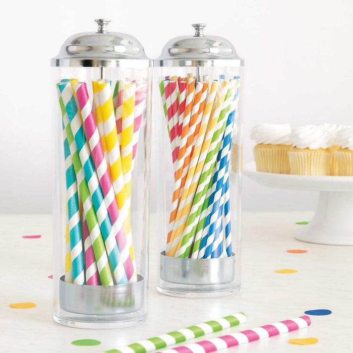 Striped Paper Smoothie Straws - 40 Per Pack