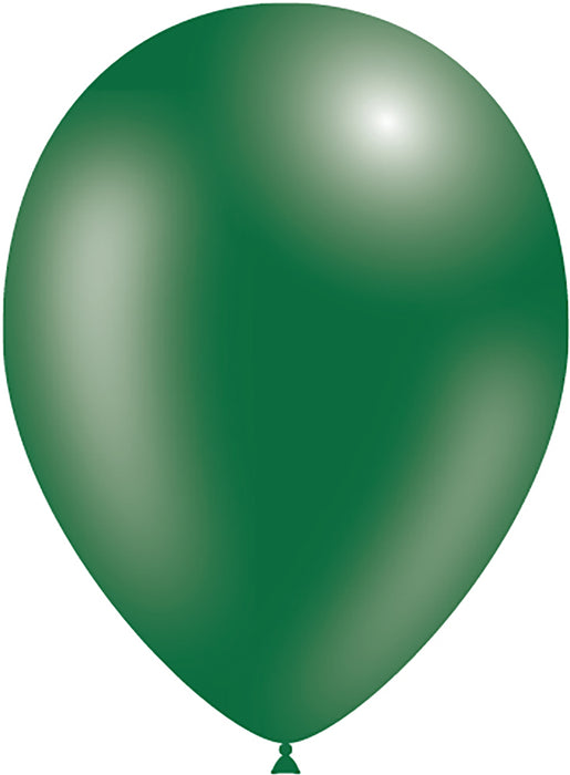 Metallic Dark Green Latex Balloons - Optional Helium Filled