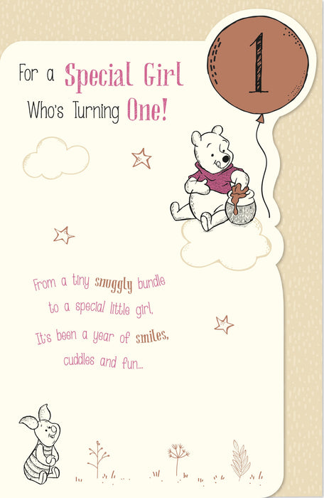 Birthday 1st Girl Greeting Card From Disney Winnie the Pooh Juvenile 655557 G14107