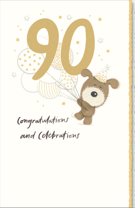 Birthday 90th Greeting Card From Lots of Woof Cute 735538 H648