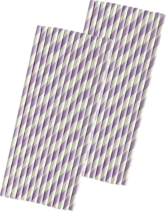 Striped Paper Smoothie Straws - 40 Per Pack