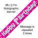 9ft Banner Happy 1st Birthday Pink Holographic - Sweets 'n' Things